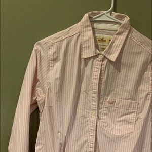 Pink & White Hollister button-up shirt